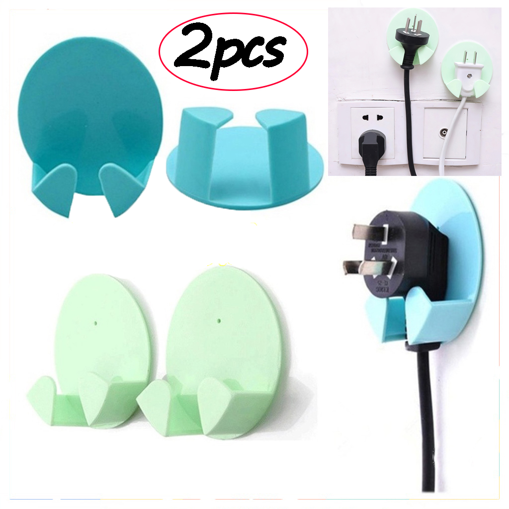 2 Chiếc Móc Lưu Trữ Gắn Tường Chất Lượng Cao Giá Giữ Ổ Cắm Điện Móc Dính Phích Cắm Dây Gia Đình Giá Đựng Đồ Văn Phòng Tại Nhà Phòng Tắm