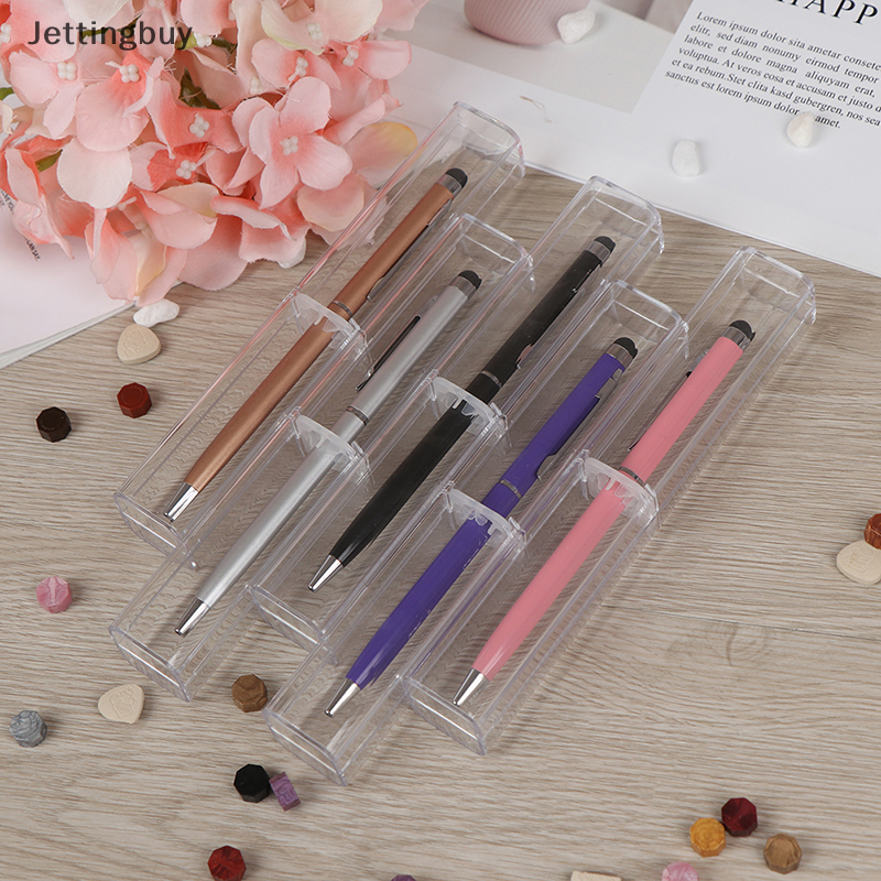 【Jettingbuy】 Flash Sale 1pc pen box plastic transparent case pen holder gift for crystal pen package box
