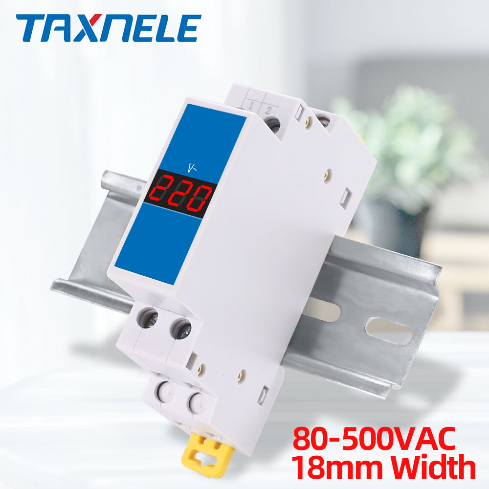 Din Rail 18mm Single Phase Three Phase Voltage Meter Ac 80-500V 220V ...