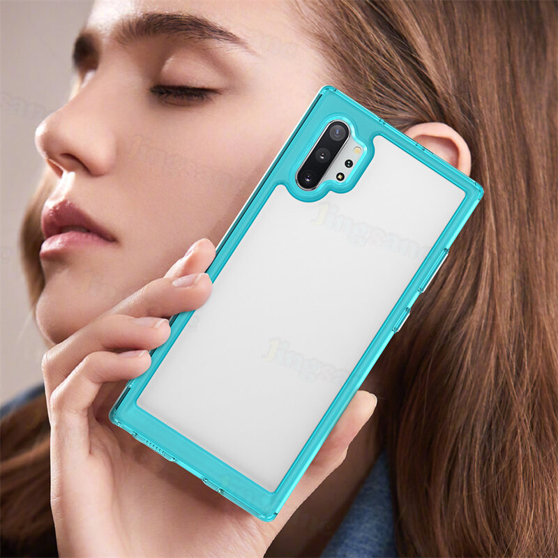 Jingsanc Hard Case For Samsung Galaxy Note 10 Plus/Note 10+/Note 10 Hybrid Armor Clear Candy Bumper Soft TPU Edge Shockproof Phone Casing Cover Shell samsung note 10 plus/note 10+/note 10