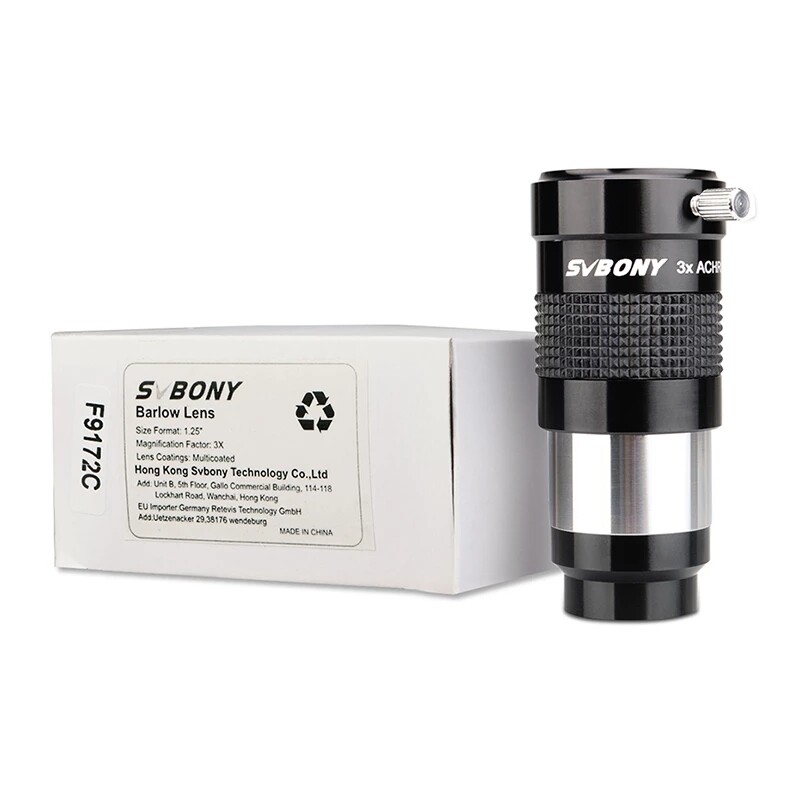 SVBONY SV136 Astronomical  Barlow lens  1.25 inches  3x  Full Universal Metal Advanced Chromatic for Astronomy Telescope Eyepieces Monoculars Barlow Mirror