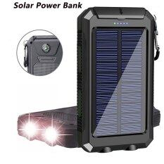 Banco de energia solar portátil poderoso carregamento powerbank carregador de bateria externa luz forte lde luz para todos os smartphones 20000
