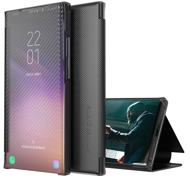 Smart Mirror Phone Case For Samsung Galaxy S21 S20 Ultra S10 S9 S8 Plus Note 8 9 10 A51 A71 A32 A52 M31 Carbon Fiber Flip Cover