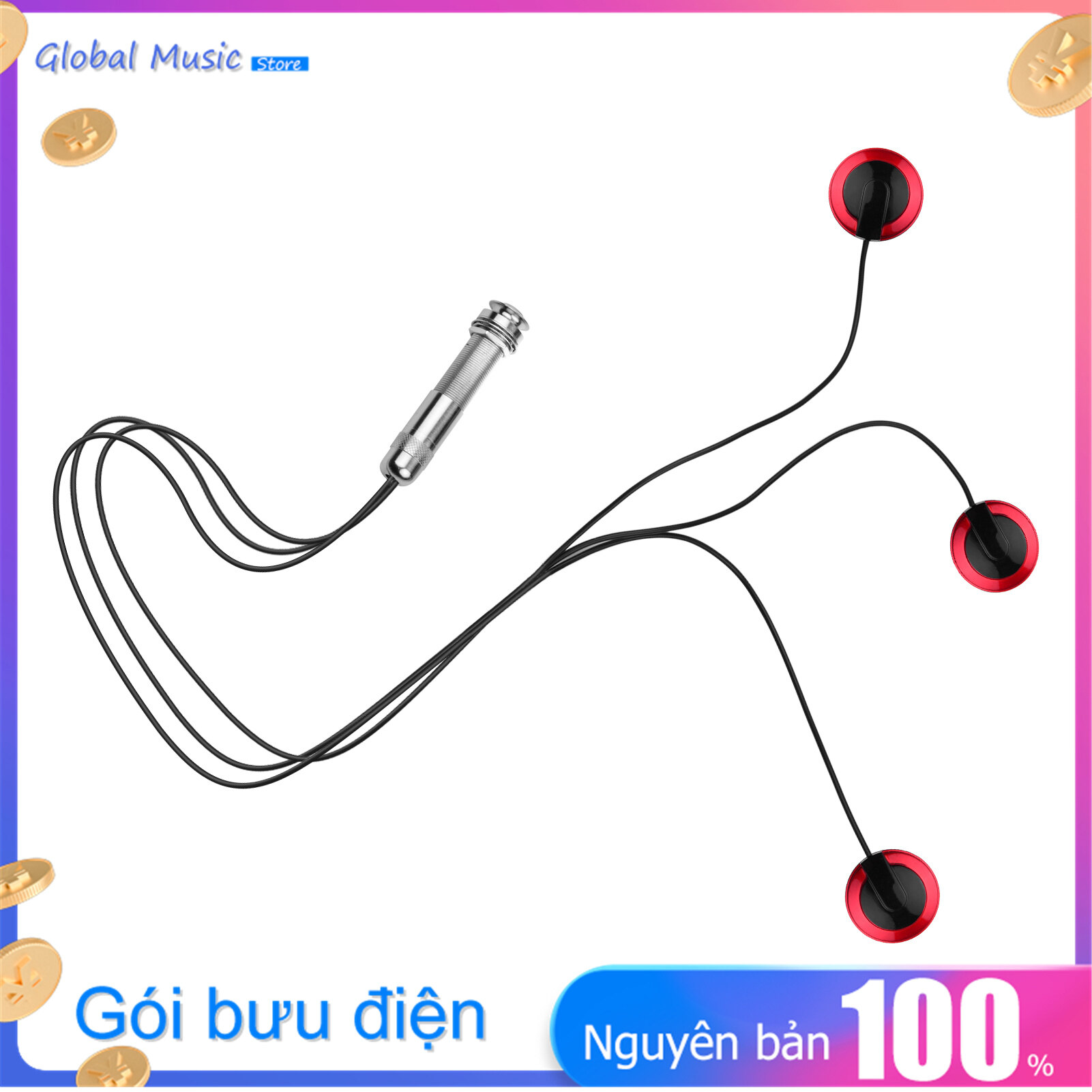 Adhesive Instrument Pickup Acoustic Guitar Pickup Mini Transducer with 1/4 Inch Connector for Violin Mandolin Ukulele