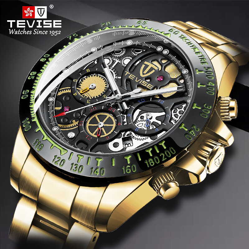 Mechanical brand TEVISE watches fashion stainless steel mens watches waterproof automatic mechanical watches gold mens watches, new style watches, diving watches, luxury watches, automatic watches, 863 Malaysia