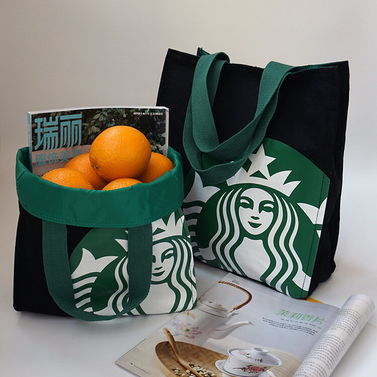 Starbuck bag canvas portable outing mother bag student bag lunch bag