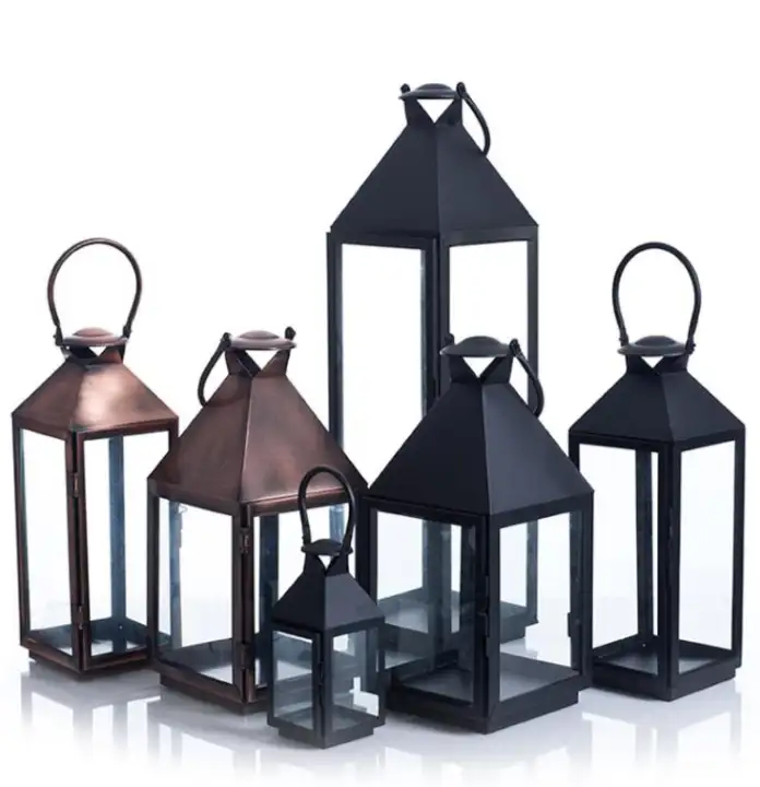 Feng Sheng Simple Large Landing Iron Lantern Portable Wire Glass
