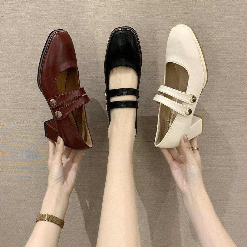 Vintage Mary Janes Giày Cao Gót Nữ Giày Nữ Giày Nữ Giày Đi Học Giày Búp Bê Cho Nữ Giày Đế Bằng Ba Lê Cho Nữ Giảm Giá 090146 giá rẻ