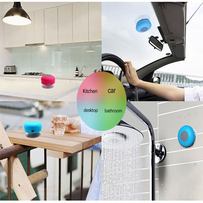 Shower Speaker Bluetooth Waterproof Water Resistant Hands-Free Portable Wireless Mini Built-In Microphone Solid Suction Cup