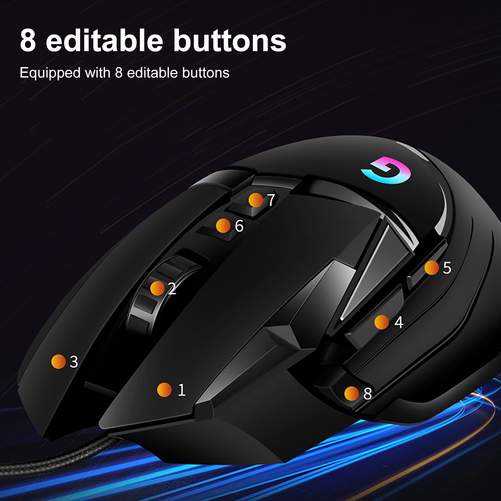 【Cozyy Space】G502 Wired Cool RGB Backlight 7200DPI 8 Buttons Gaming Mouse Computer Accessory