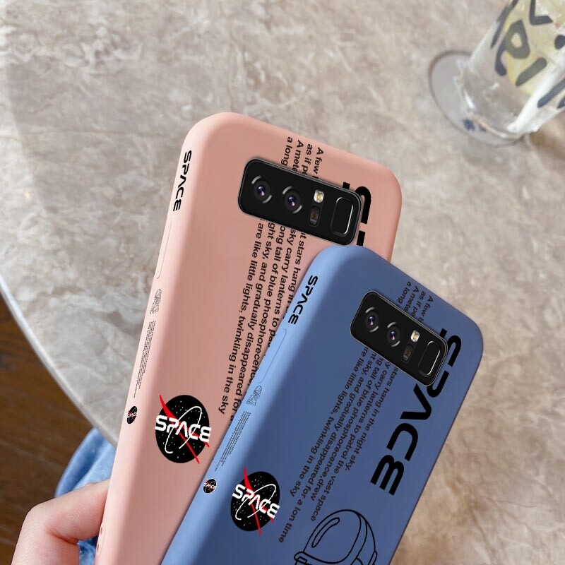 For Samsung NOTE 10 LITE NOTE 10 PLUS NOTE 20 ULTRA NOTE 8 NOTE 9 Case Cartoon Nasa Space Square Original Liquid Soft Silicone Edge Pattern Case Full Cover Camera Protection Cases Back Phone Casing Softcase For Girls
