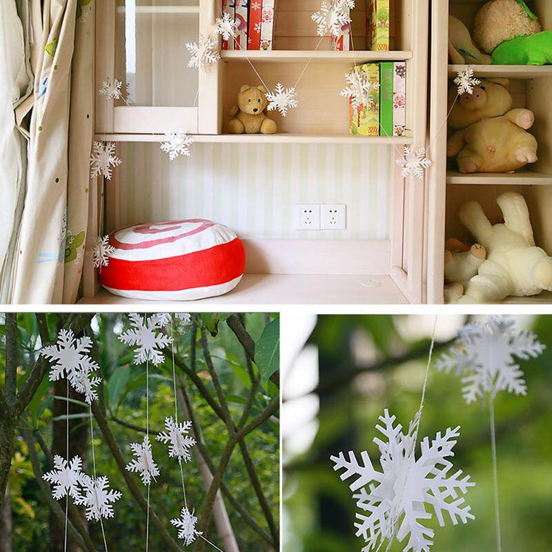 12Pcs/String 3D White Snowflake Christmas Ornaments Xmas Tree Hanging Decoration