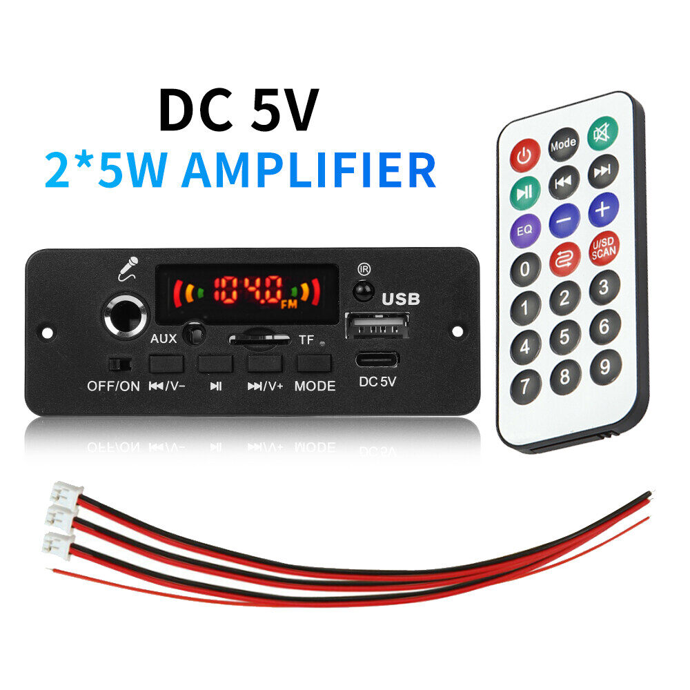 (Bộ Khuếch Đại 2X25W) Bảng Giải Mã MP3 WMA 6V 12V Bluetooth 5.0 Với Mic Rảnh Tay Chức Năng Ghi Âm Mô-đun Âm Thanh USB Đài Phát Thanh TF Máy Nghe Nhạc MP3 Trên Xe Hơi