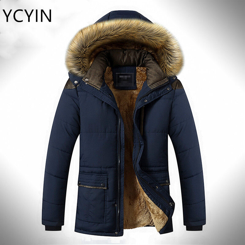 Shearling thicken warm outlet plain men's parka jacket