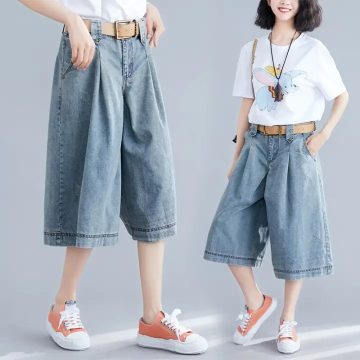 wide leg short jeans