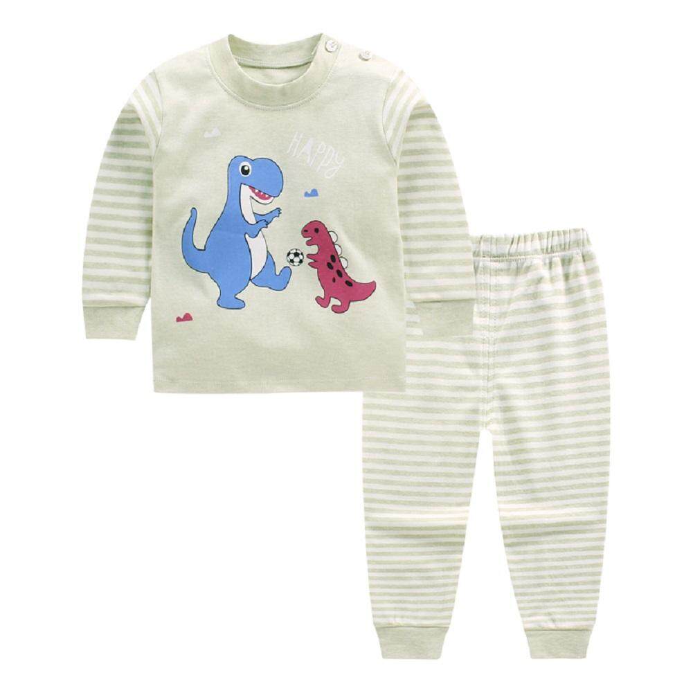 2Pcs/Set Boy Girl Baby suit Cut Cartoon Stripe Long Sleeve Round Collar