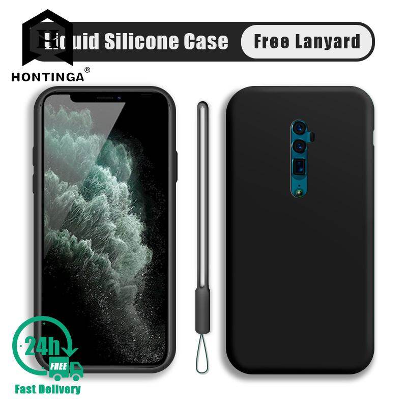 Hontinga Casing For OPPO Reno 10x Zoom Case Original Liquid Silicone Case Soft Slim Cover Cases Coque Funda Shockproof Casing Back Cover