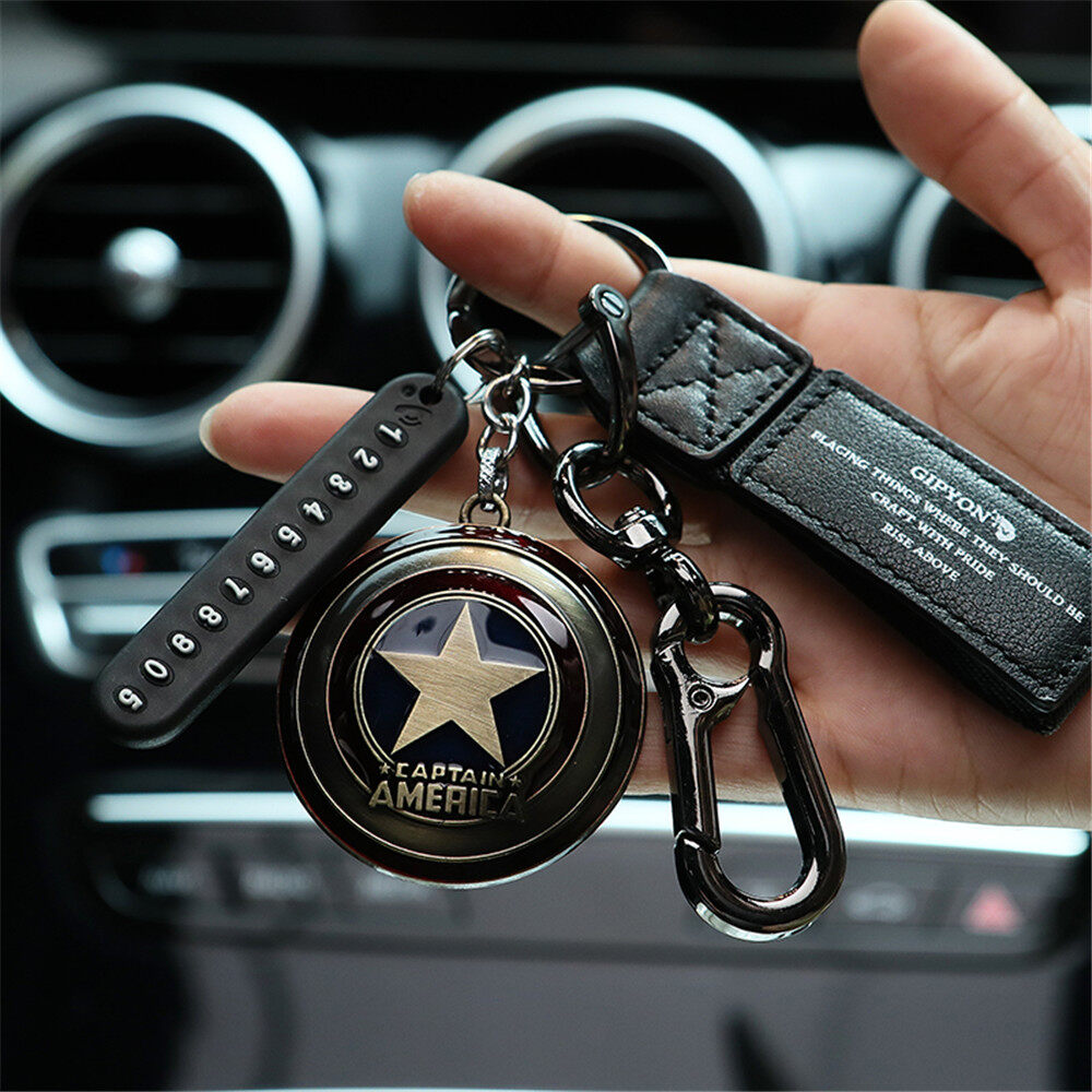 1PC Black Car Keychain License Plate Phone Number Anti-lost Pendant Men Women Ornaments