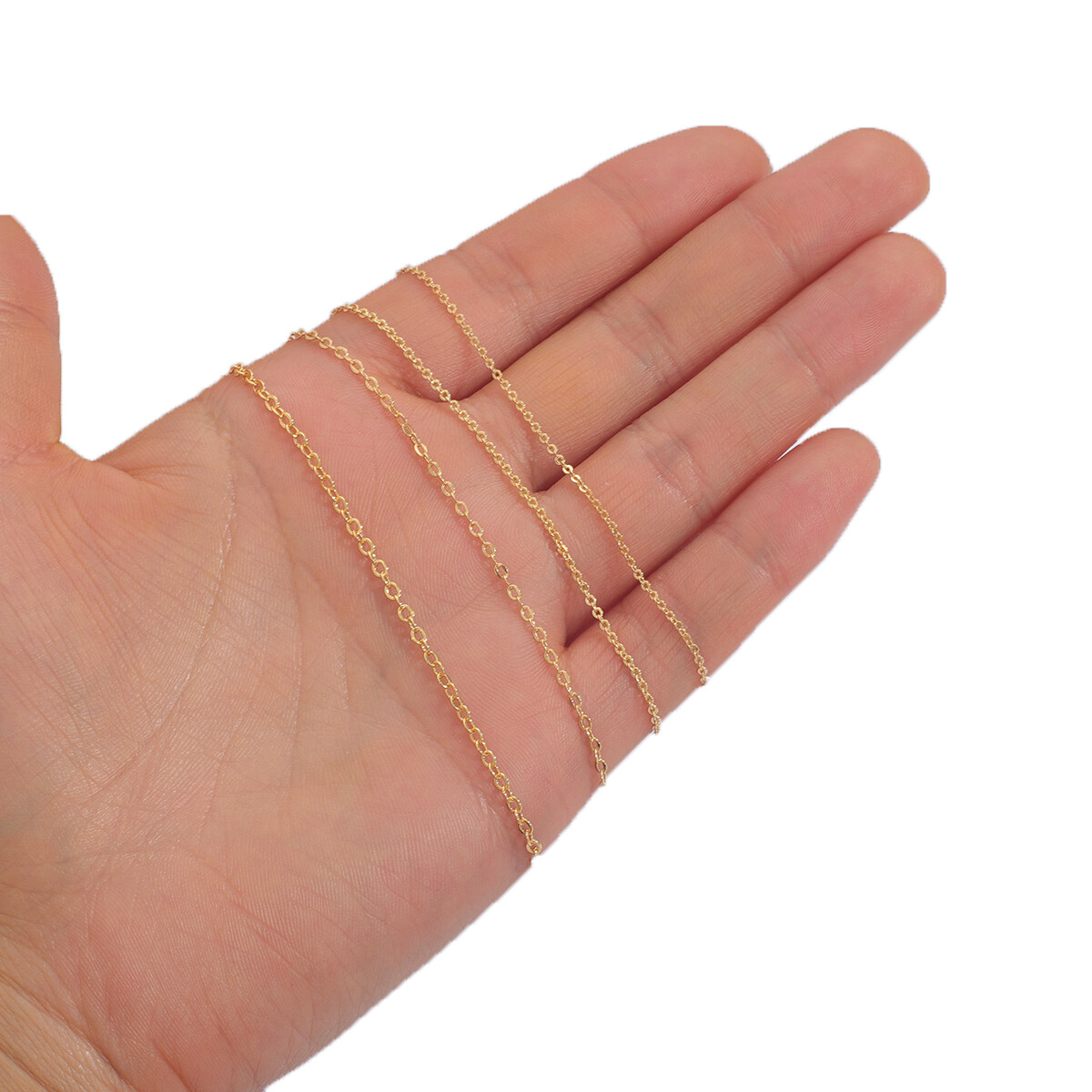 1 Mét/dây Xích Đồng Tròn Dẹt, Dây Xích Mạ Vàng 18K Cho Vòng Tay Làm Vòng Cổ Tự Làm Đồ Trang Sức Thủ Công
