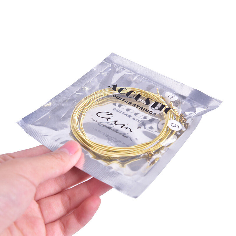 Sissi 6pcs/set Universal Acoustic Guitar String Brass Hexagonal Steel Core Strings For