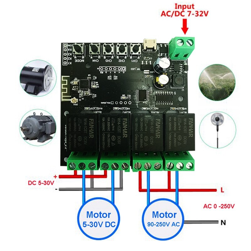 4CH Tuya Switch WiFi Switch Module Wireless Relay Smart Life APP Remote Control Smart Timer for Smart Home for Alexa