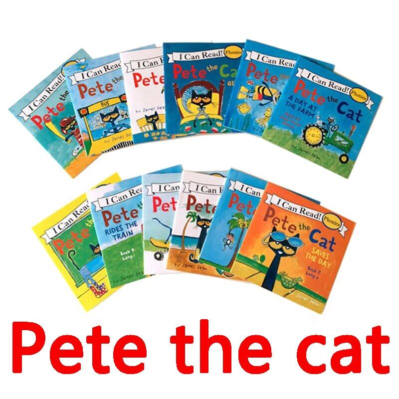 12 Book/ชุด I อ่านได้ The Pete Cat หนังสือภาษาอังกฤษสำหรับเด็ก Story หนังสือของเล่นเพื่อการศึกษาสำหรับเด็กกระเป๋าอ่าน Livros Art