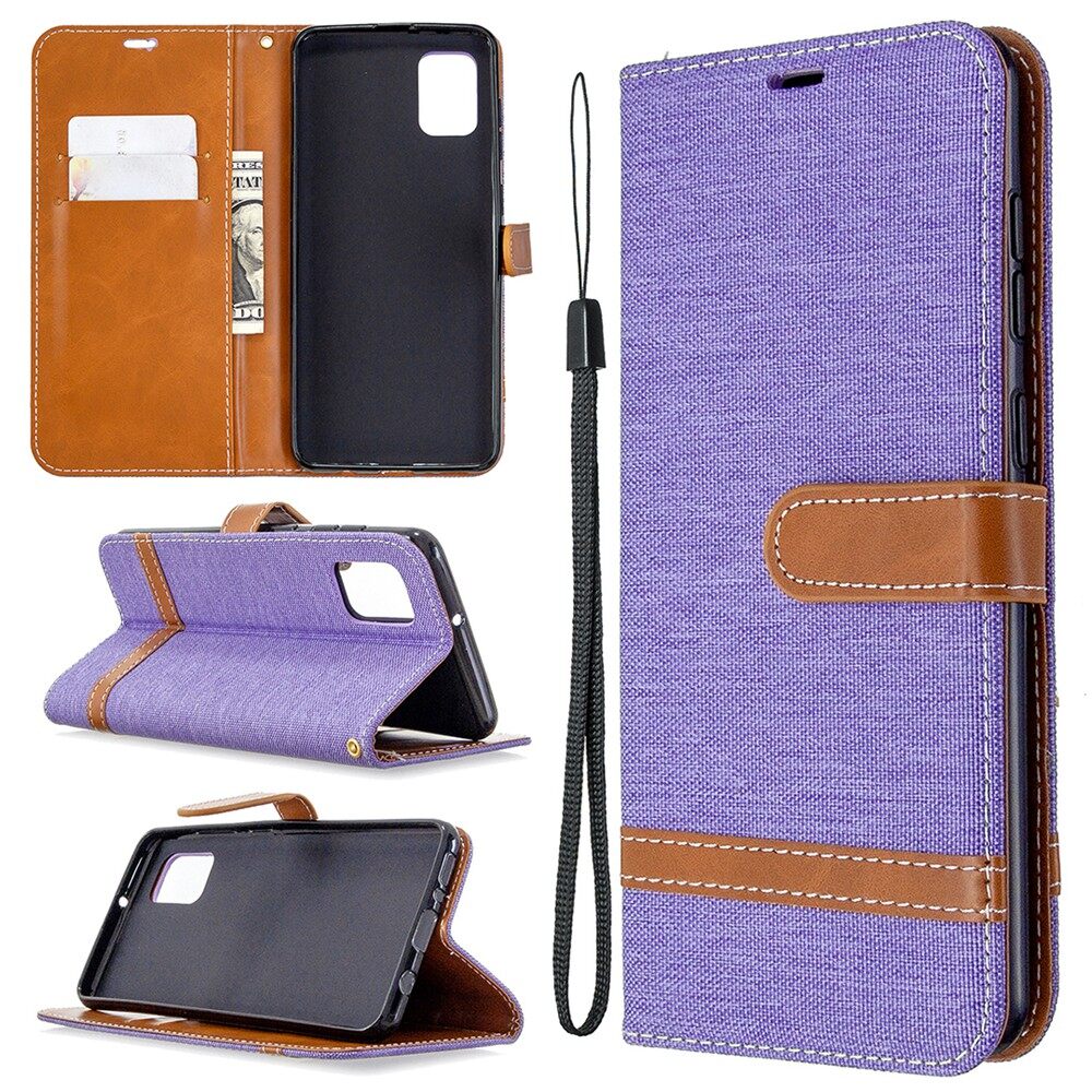 For Samsung A01/A10/A10S/A11/A13/A20/A20S/A21S/A23/A30/A30S/A31/A42(5G)/A50/A50S/A51/A70/A71 Case Colorful Denim Jeans Mixed Colors Leather Flip Wallet Cover with Card Slots Stand Casing