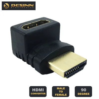HDMI Male to Female 90 Degree L Shape Gender Changer Adapter (Black)