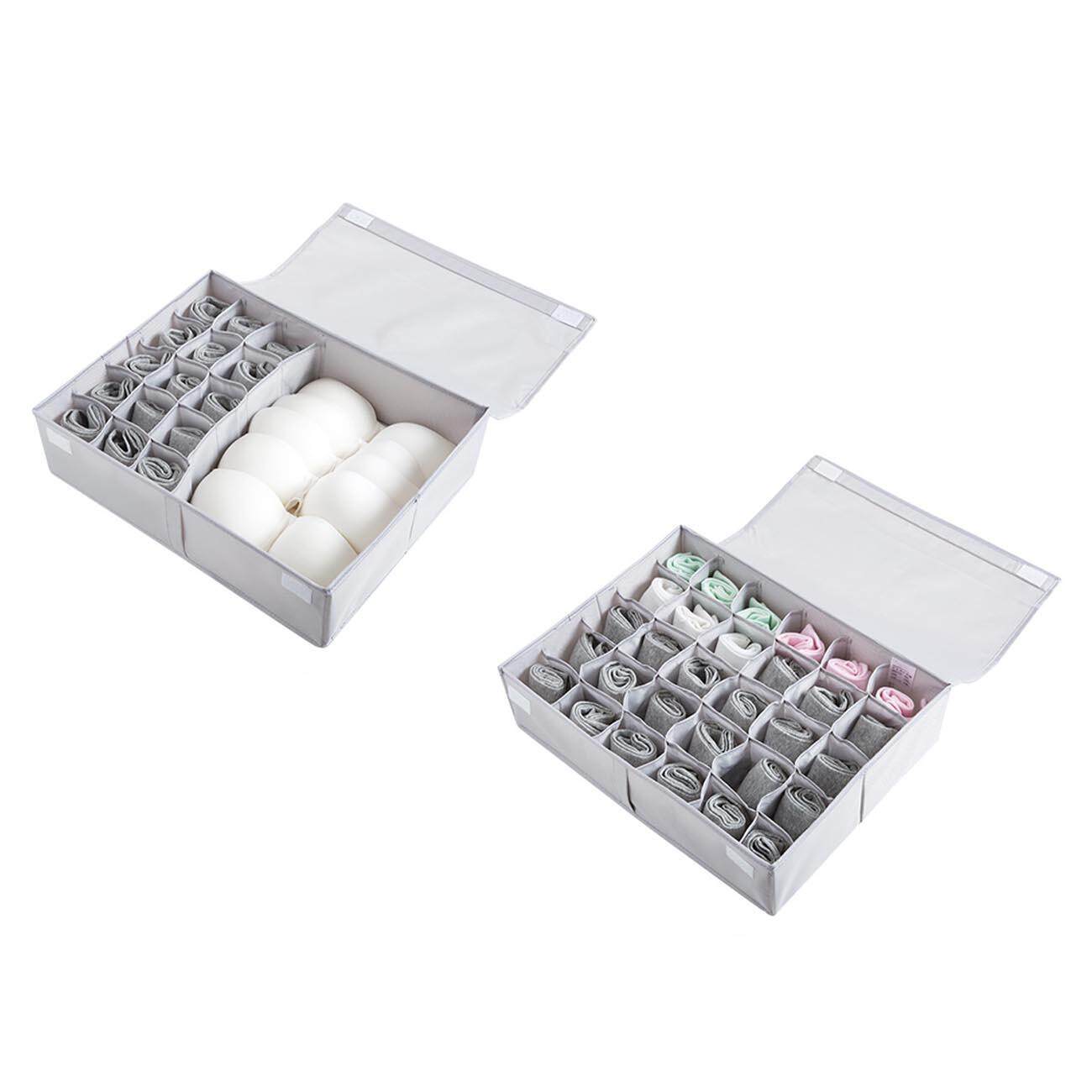 Homenhome 2pcs Clothes Storage Box Wardrobe Socks Bra Underwear Organizer