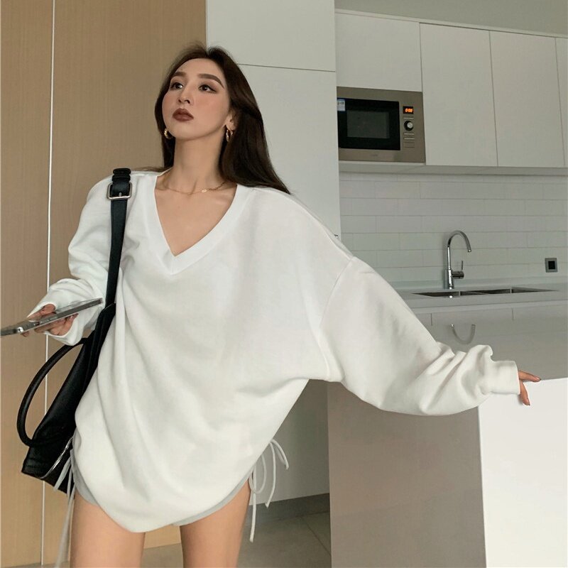 Nhà Hàn QuốcTrang Phục Thời Trang Hàn Quốc 2021 Áo Thun Dài Tay Mùa Thu Áo Nữ Rộng Ngoại Cỡ