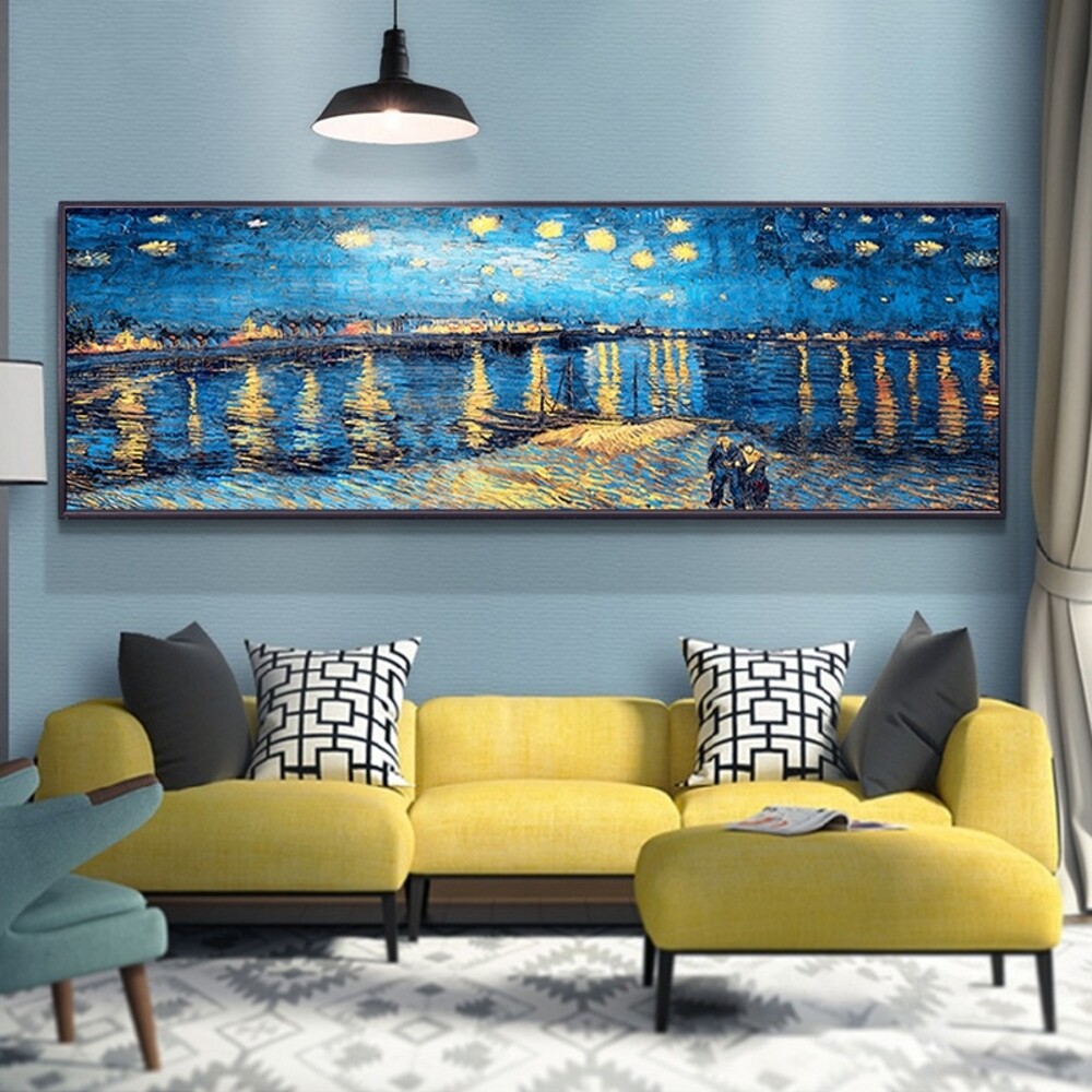 Van Gogh Starry Night Oil Painting Modern House Living Room Wall Art Decor Pictures Gift