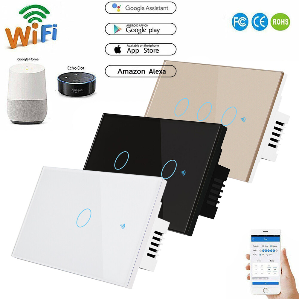 Saosis 120 Loại 3 Băng Đảng Wifi Công Tắc Đèn Công Tắc Cảm Ứng Kính Cường Lực Điều Khiển Từ Xa Cuộc Sống Thông Minh Ứng Dụng Giọng Nói điều Khiển Làm Việc Với Alexa Google Home