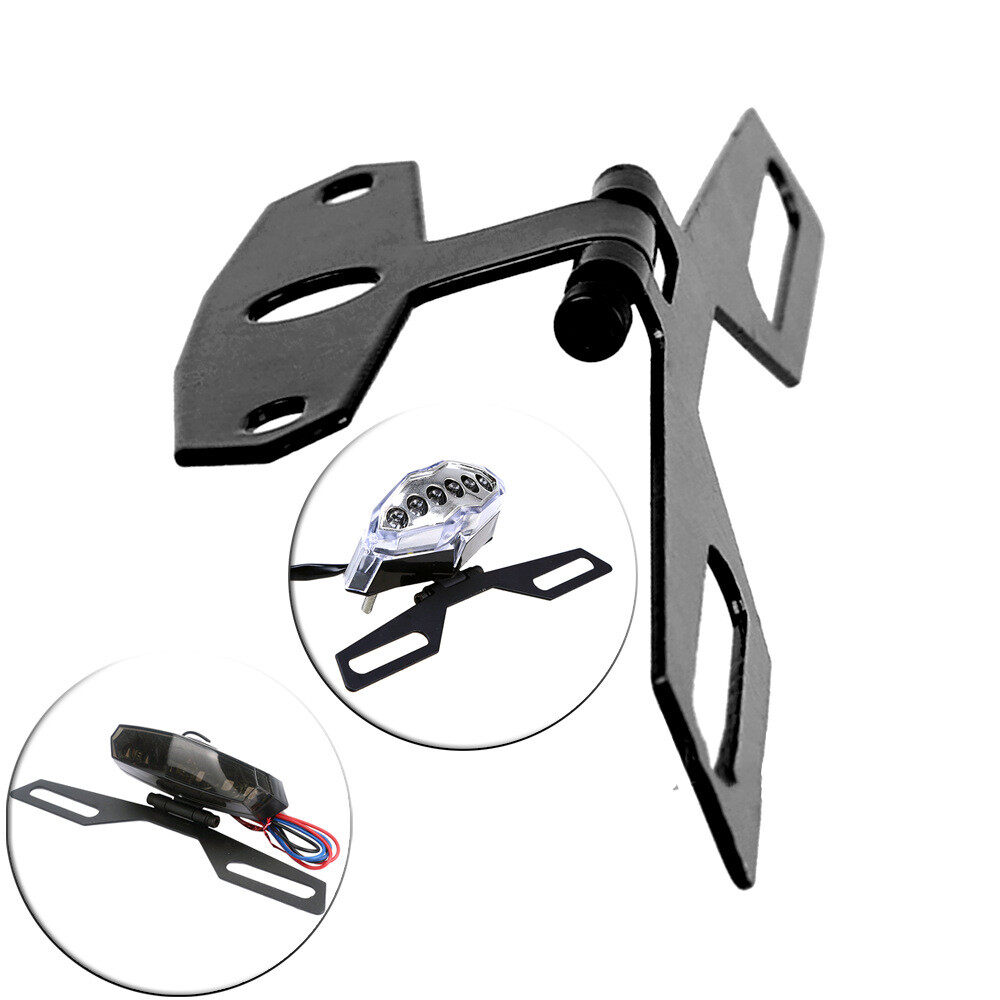 Adjustable Motorcycle Folding License Plate Holder Tail/Rear Light Bracket Mount