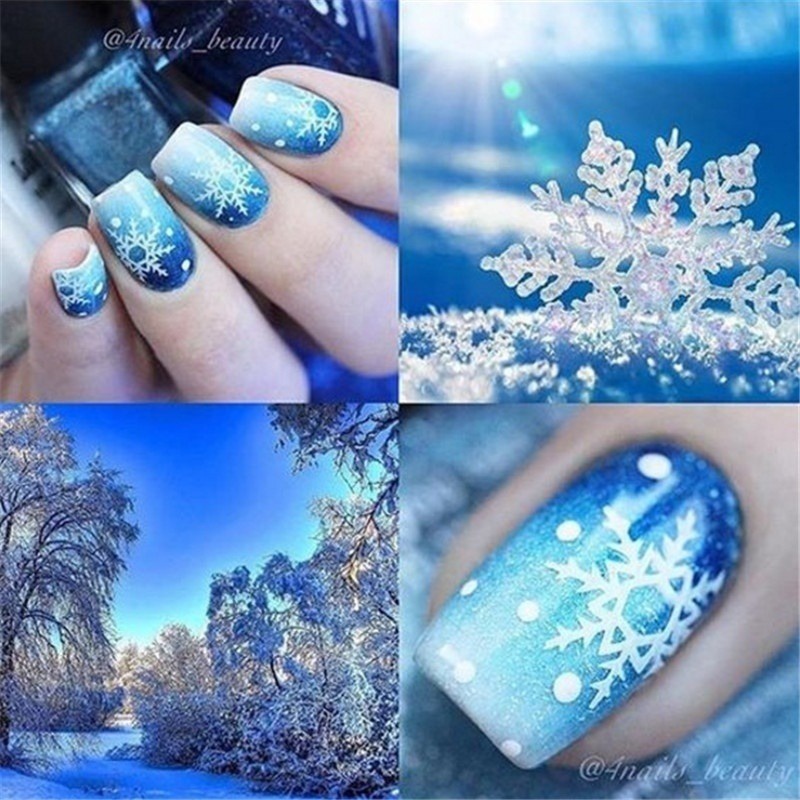 11 Sheets/set 3D Nail Sticker Christmas Theme Pattern Mixed Deer/Snowflake Nail Tips DIY Decoration Sticker White Blue Xmas Reindeer Feather Self-adhesive