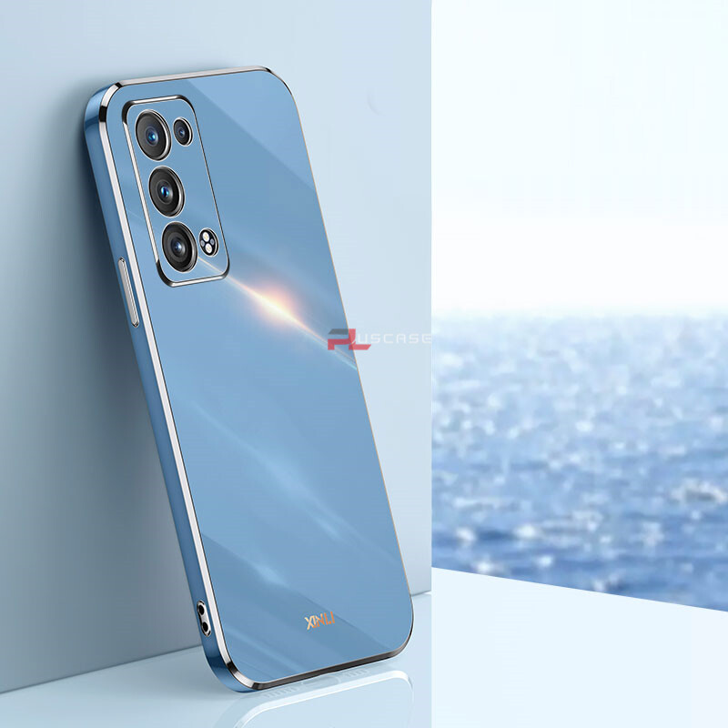 PlusCase for OPPO Reno6 Pro 5G 6D Plating Soft Case Lens Protector Square Frame Silicone Glossy Shockproof Phone Back Cover