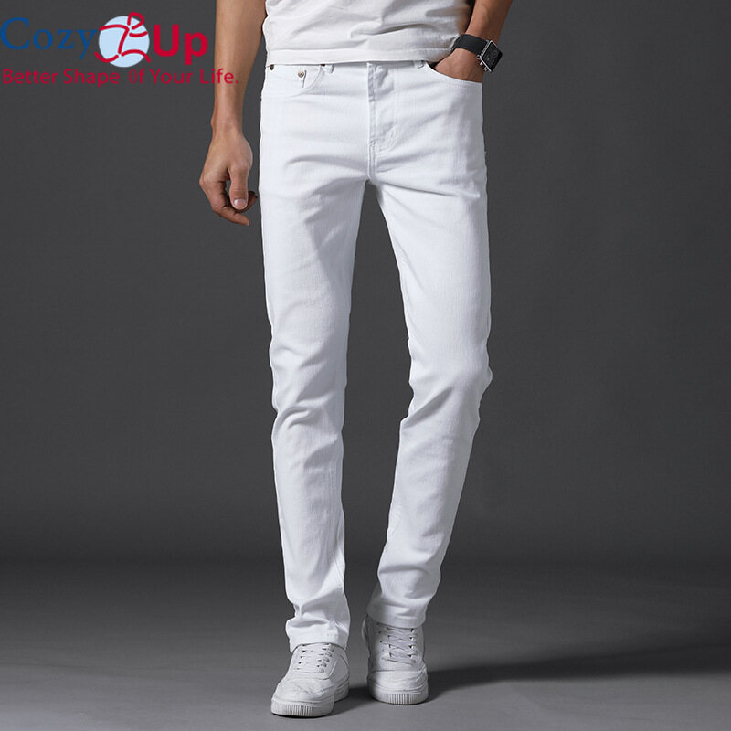 Cozy Up Quần Jean Nam Mới Màu Trơn Dáng Ôm Vải Bông Chéo Dáng Suông Rửa