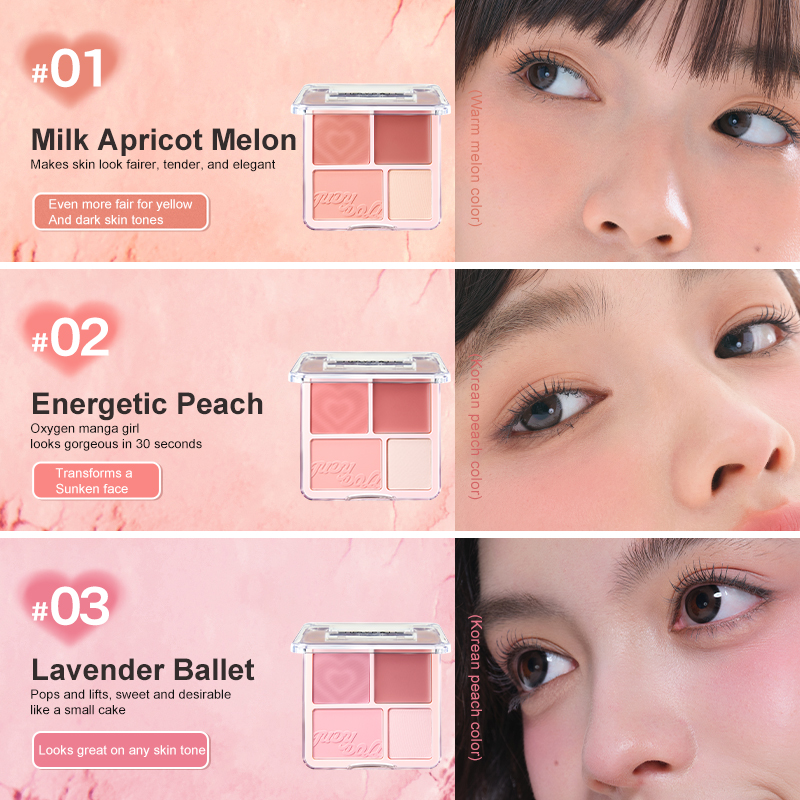 Bảng Phấn Má Hồng Bắt Sáng JUDYDOLL 4 Ô Tông Lì Đa Năng Mềm Mịn Trang Điểm Tự Nhiên Lâu Trôi