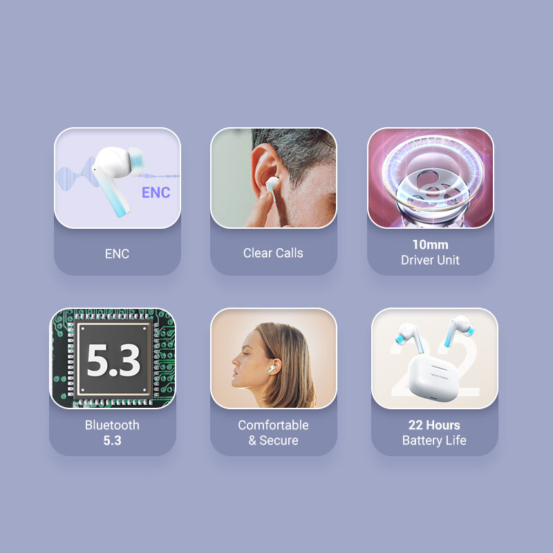 [【Cleareanace Price】Vention TWS Bluetooth 5.3 Earphone Environmental Noise Cancellation Wireless Earphone with Mic Support Call Video Android Universal Earbuds,Vention TWS Bluetooth 5.3 Earphone Environmental Noise Cancellation Wireless Earphone with Mic Support Call Video Android Universal Earbuds,]
