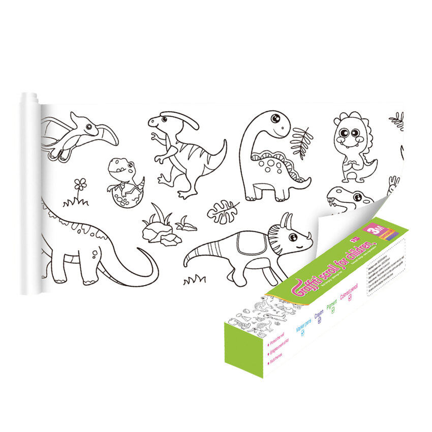 Children'S Drawing RollColoring Paper Graffiti Scroll Drawing Roll DIY Sticky Color Filling Paper Early Educational Wall Coloring Sticker Sticky Drawing Paper