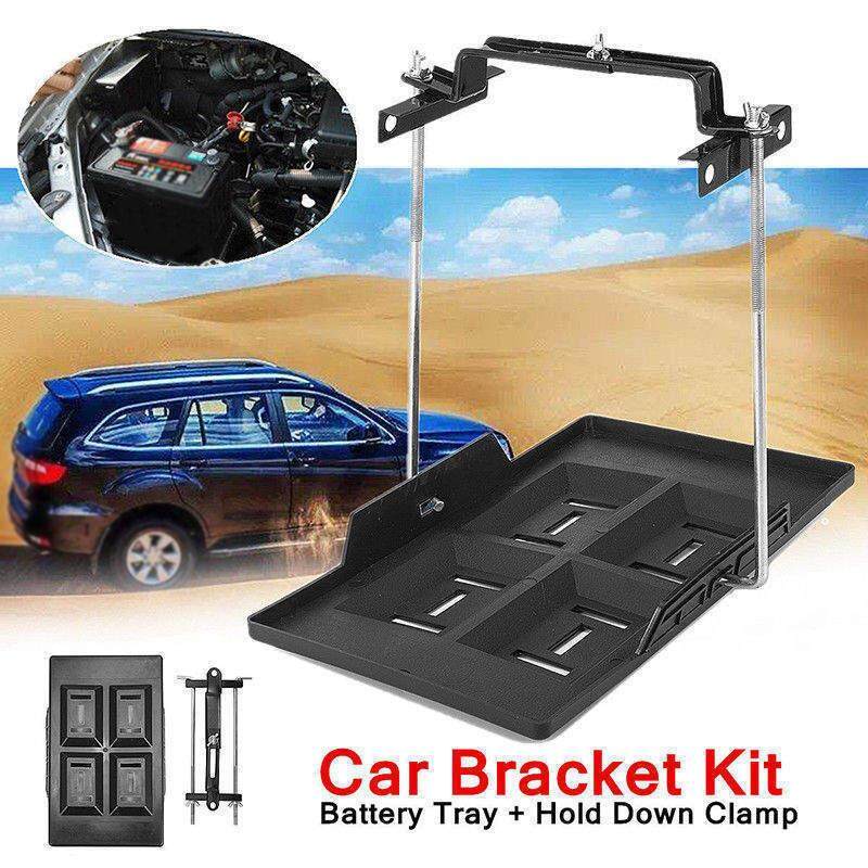 Black Car Battery Tray Holder Hold Down Clamp Kit For Automotive Marine Use
