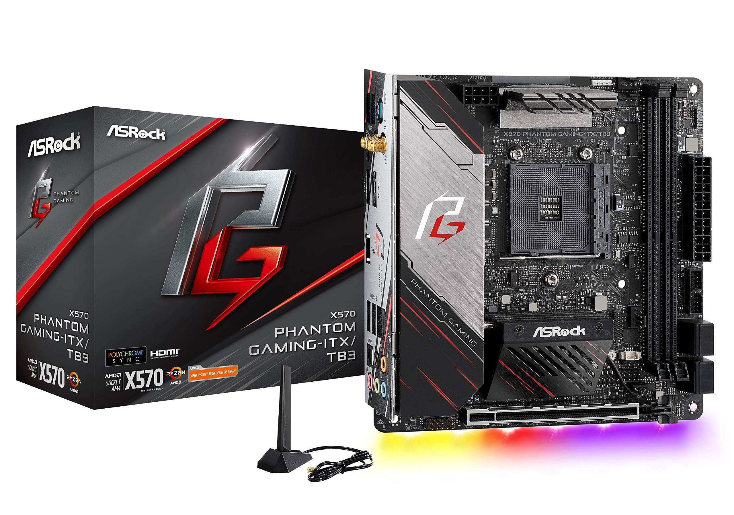 ASROCK AMD Soket AM4 Sesuai CPU X570 Chipset Mini-Motherboard ITX X570 Phantom Gaming-ITX/TB3