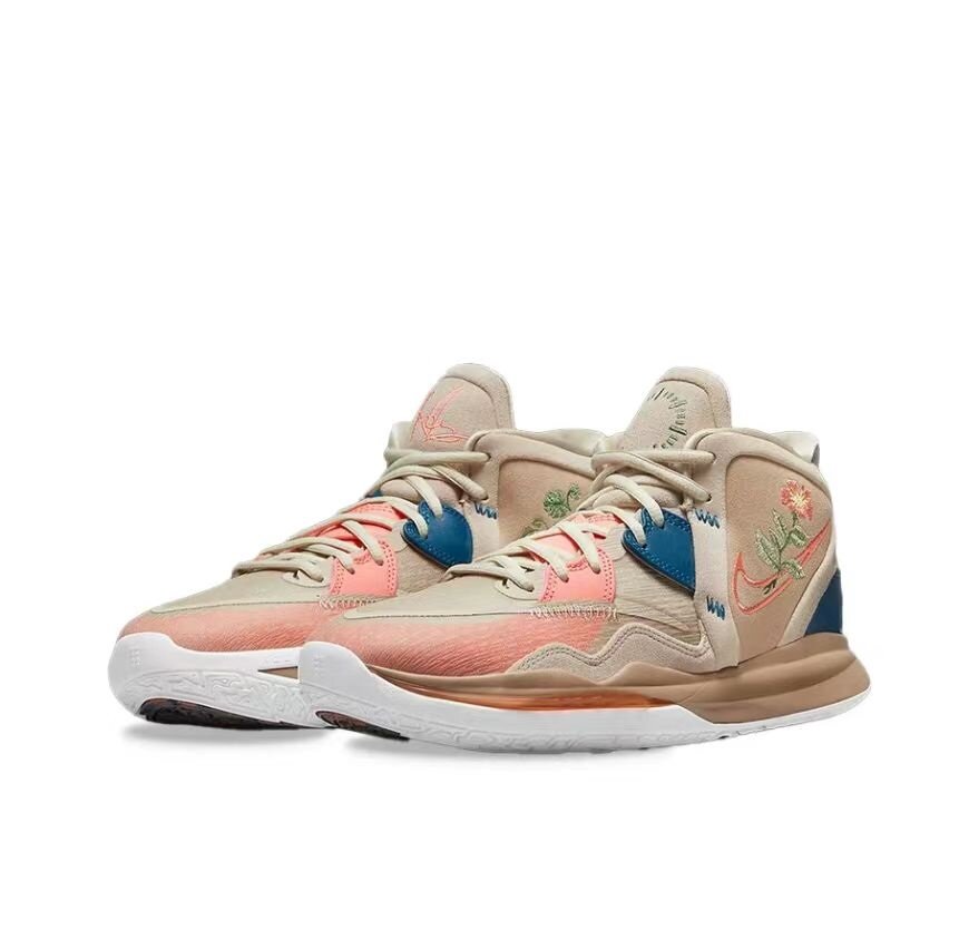 Kyrie 8 infinity floral mid-top non-slip wear-resistant shock-absorbing wrapping support basketball shoes men and women same style khaki color