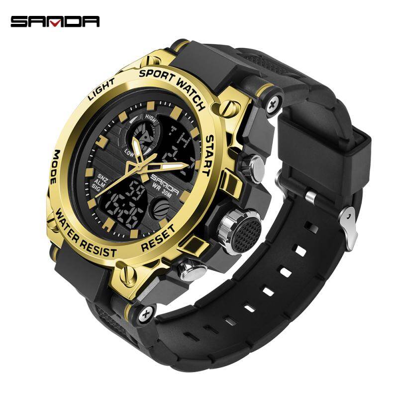 SANDA Men Watch Original Luxury Sports Sports Electronic Watch LED Multifunction Watch Luxury Chronograph Fashion Outdoor Military Waterproof Men's Watch