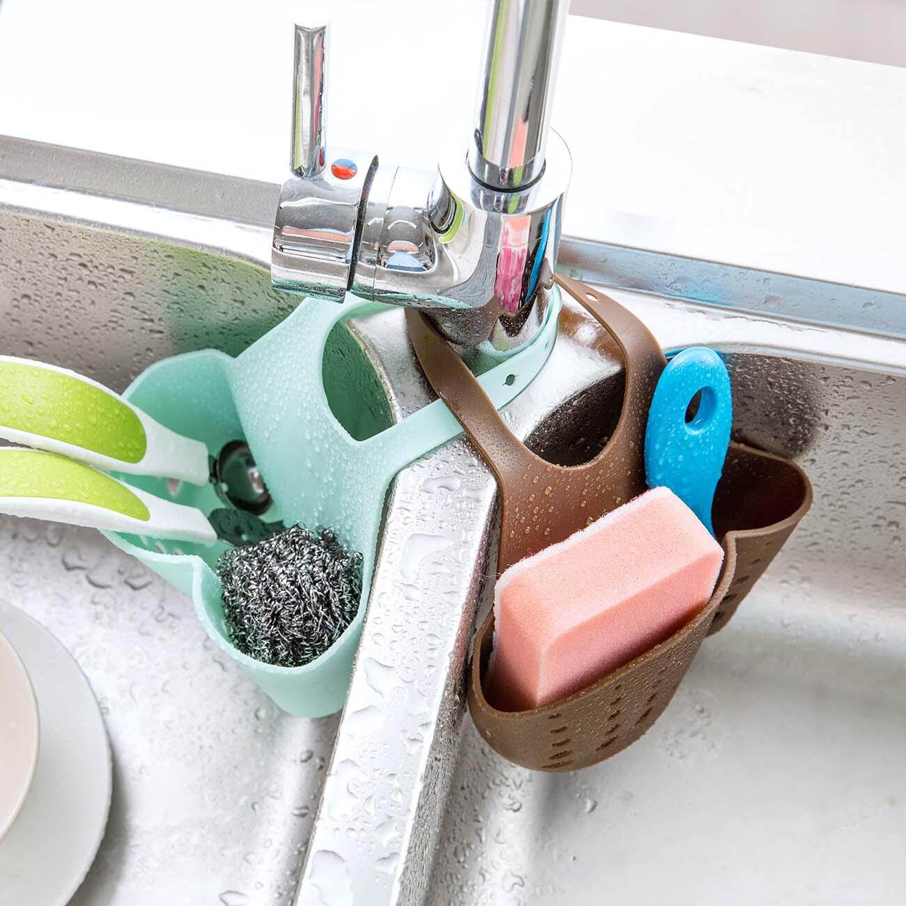 CNMF Sink Drain Basket Hanging Storage Rack Sponge Brush Holder