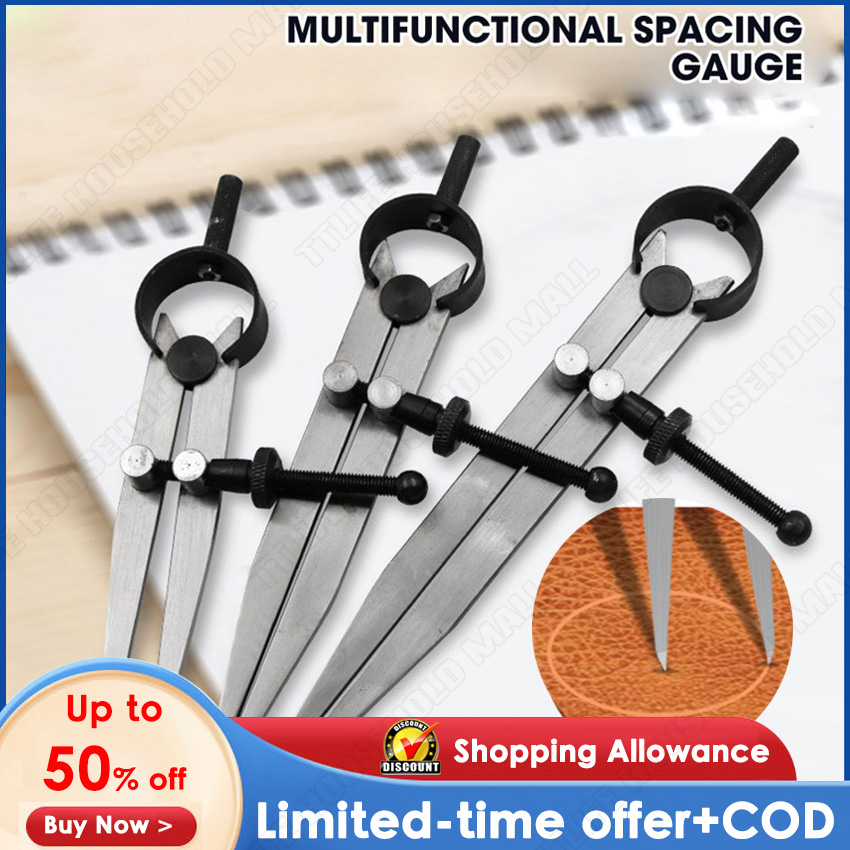 👍High Quality👍Adjustable Leather Compass Lockable Carbon Steel Divider Wing Creaser DIY Leathercraft Rotating Line Scribing Gauge Caliper Tool