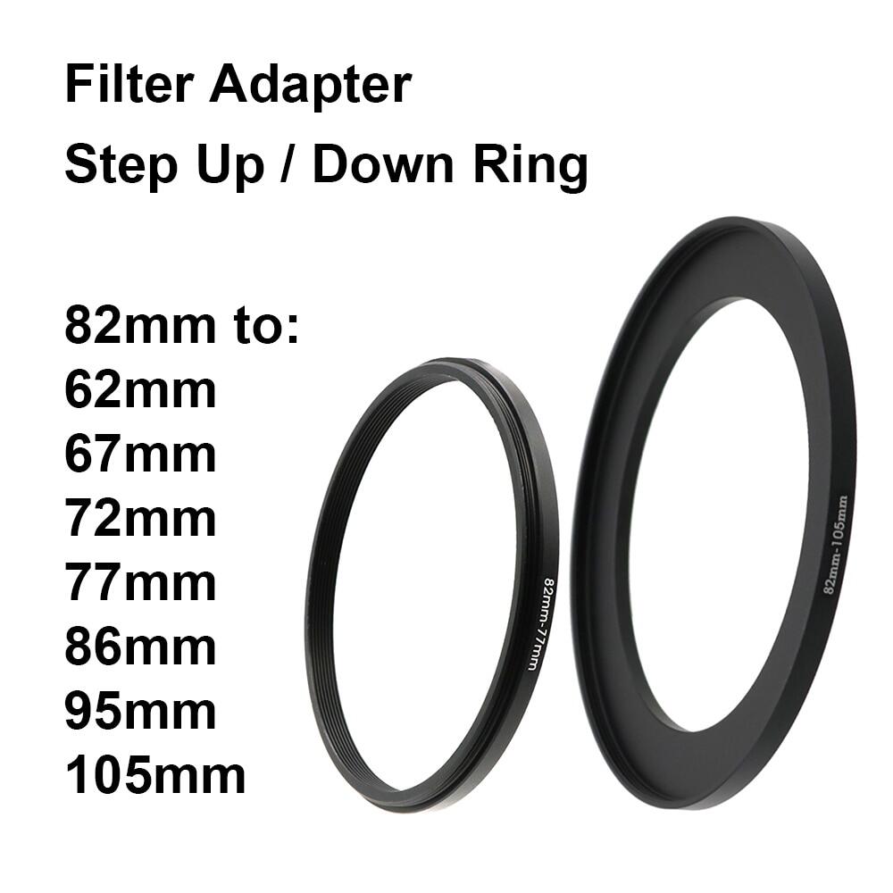 Camera lens filter adapter ring step up / down ring metal 82 mm - 62 67 72 77 86 95 105 mm for uv nd cpl lens hood etc.