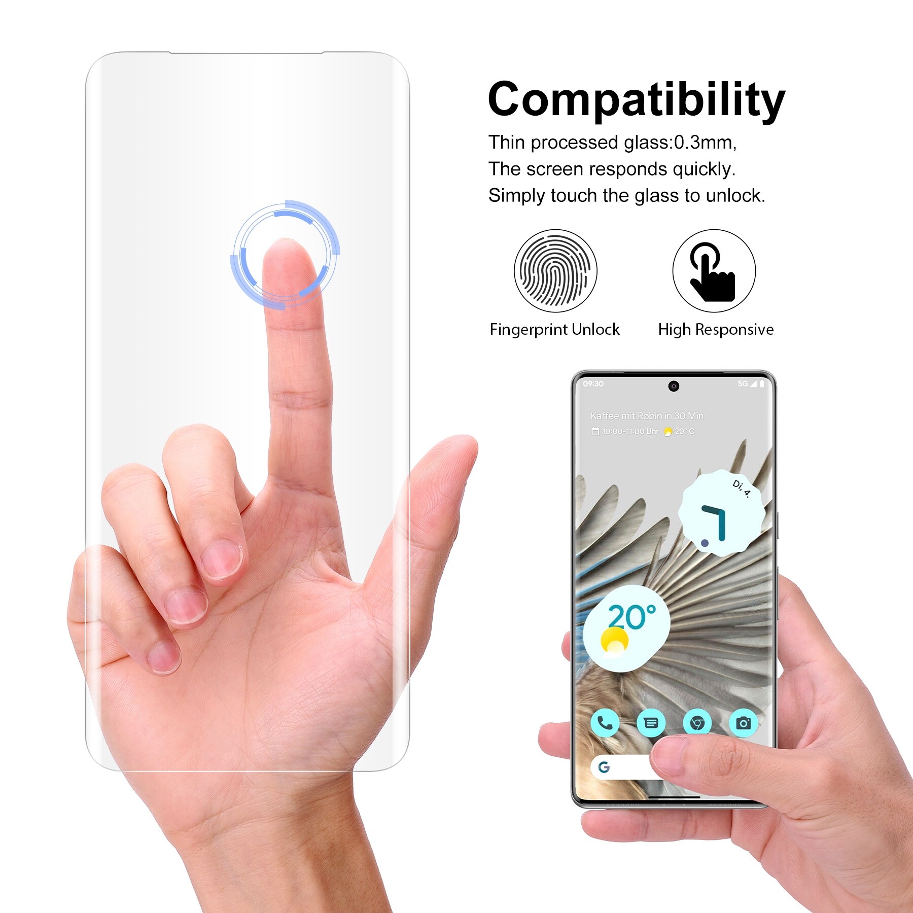 {hot} 2PCS Tempered Glass for Google Pixel 7 Pro Screen Protector Full Protective Fingerprint Unlock 3D Curved UV Liquid