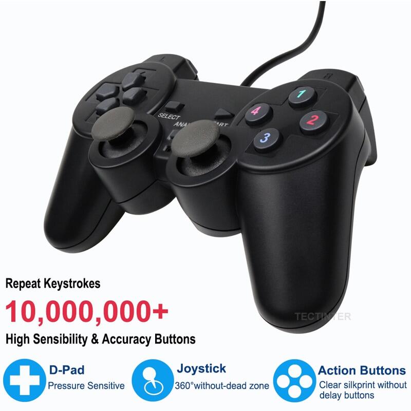 Wired USB Controller Gamepad for WinXP/Win7/Win8/Win10 for PC Computer Laptop Black Game Joystick