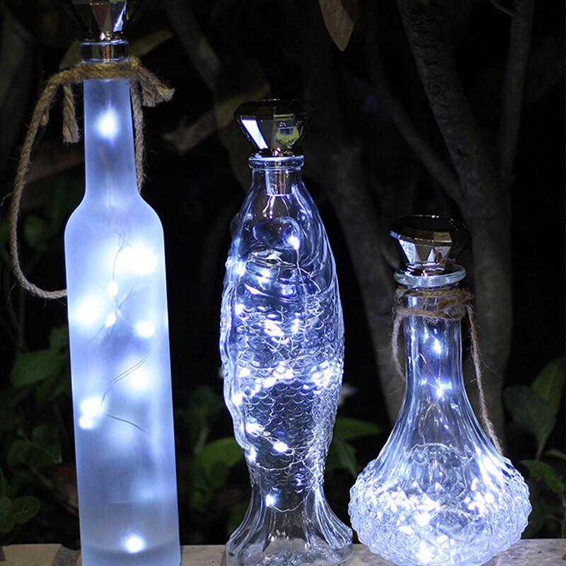 Feizhen 2M 20 LEDs Solar Wine Bottle Fairy Lights Waterproof Solar Diamond Cork Lights Feizhen