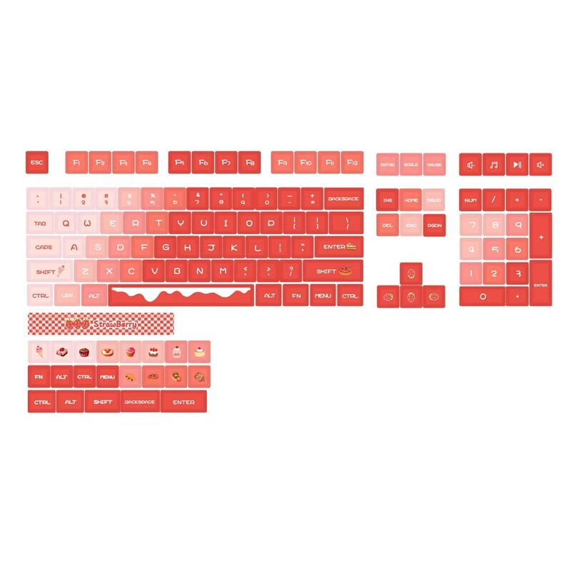 Dâu Tây chủ đề Keycap 130 phím xda hồ sơ PBT thăng hoa cho công tắc Cherry MX KTT TTC hộp jwk chuyển đổi Bàn Phím Cơ RK61/Anne Pro 2/gk61